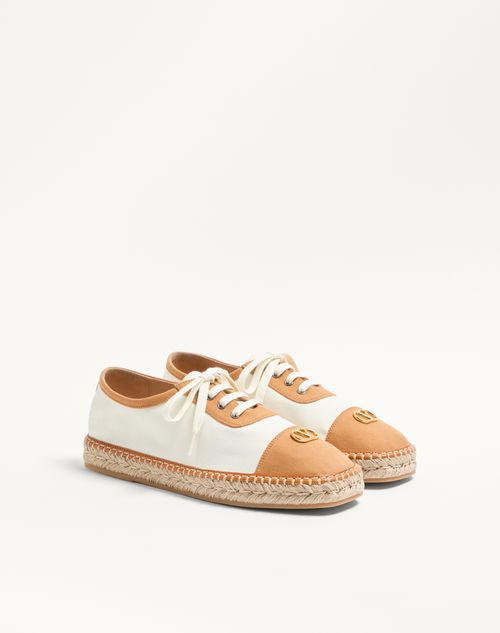 Valentino Garavani - Palm Avenue Espadrilles Aus Canvas Und Büffelleder - Elfenbein - Mann - Loafers Und Drivers